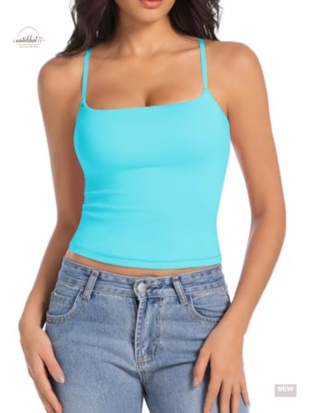 Women's Sleeveless Adjustable Spaghetti Strap Tank Top, 90% Cotton + 10%
